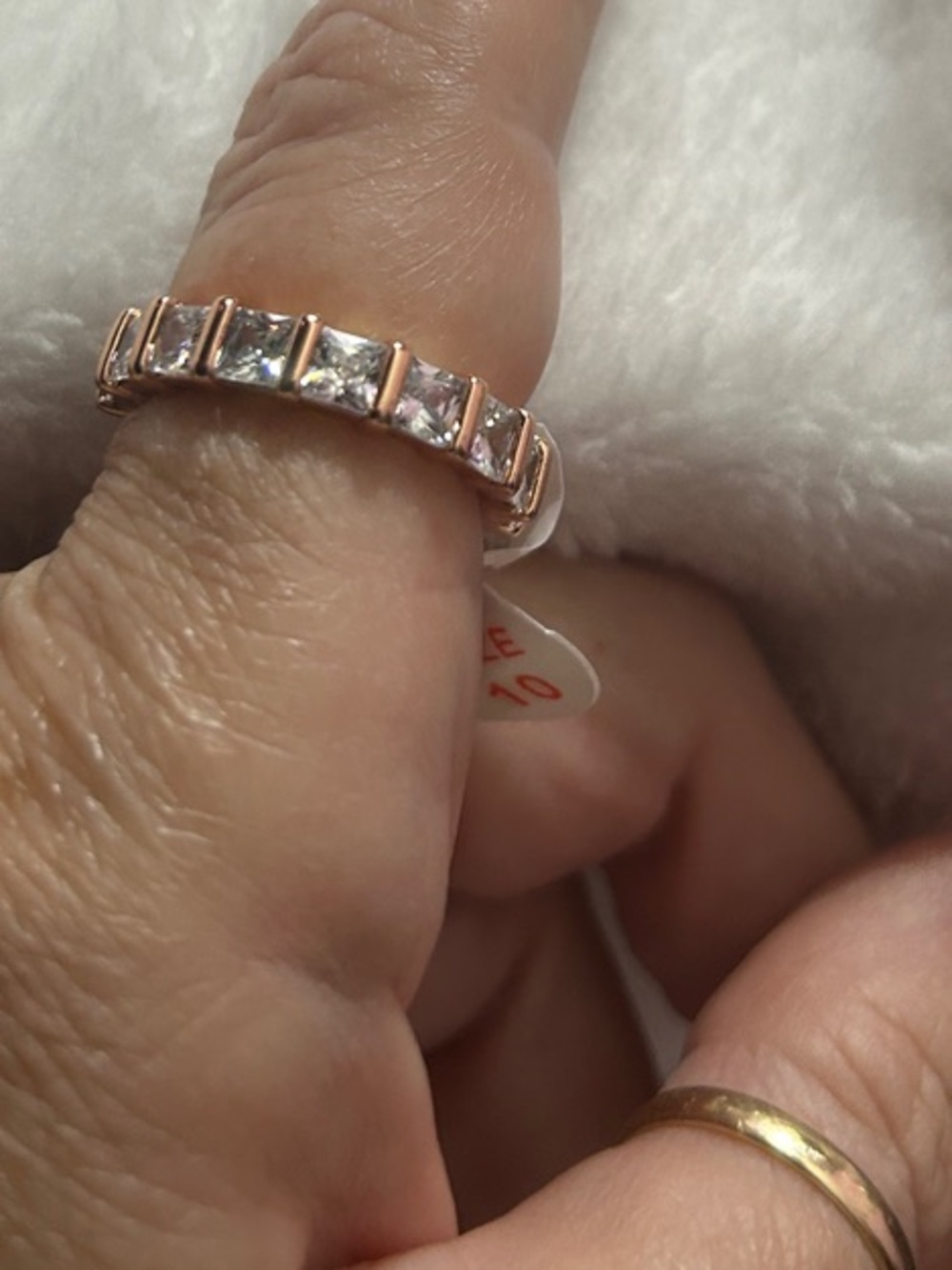 Bomb Party Eternity Ring Princess Cut on Rose Gold Tone NEW - Picture 5 of 6